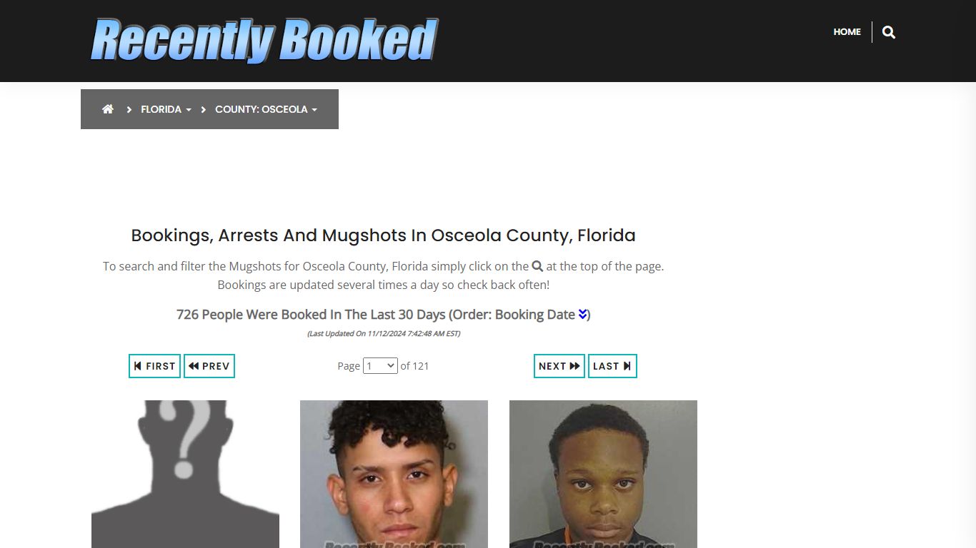 Bookings, Arrests and Mugshots in Osceola County, Florida - Recently Booked