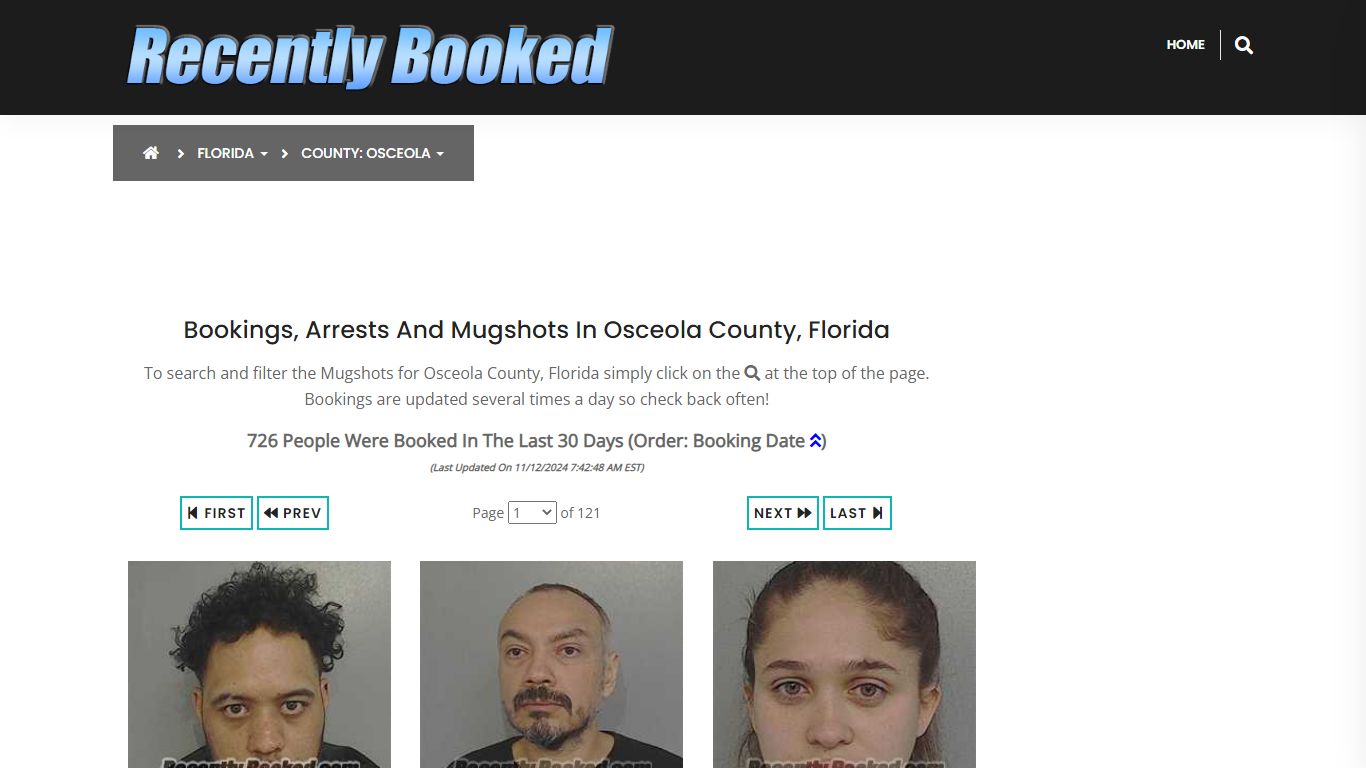 Bookings, Arrests and Mugshots in Osceola County, Florida - Recently Booked